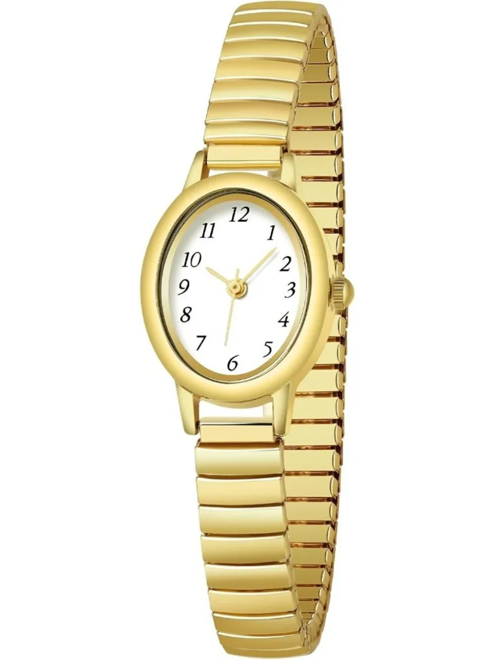 Women's Gold Analog Quartz Alloy Steel Expansion Band Waterproof Wrist Watch